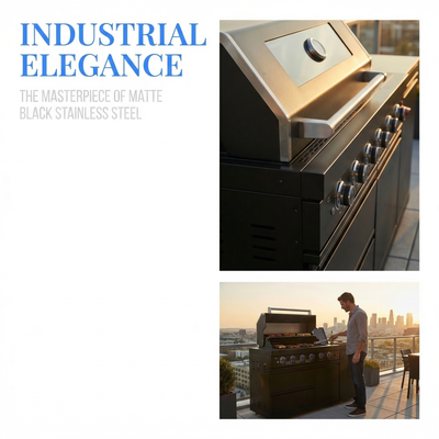 Cherylife 65-Inch 4-Burner 72,000 BTU Propane Gas Grill Island – Outdoor Kitchen with Round Side Burner, Marble Countertops, Rotating Blue Laser Light & Storage