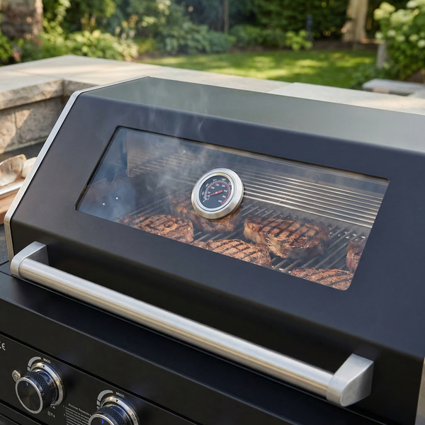 Cherylife 65-Inch 4-Burner 72,000 BTU Propane Gas Grill Island – Outdoor Kitchen with Round Side Burner, Marble Countertops, Rotating Blue Laser Light & Storage