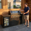 Cherylife 82-Inch 6-Burner 85,000 BTU Deluxe Gas Grill Island – Outdoor Kitchen with Wine Cooler, Refrigerator, Rotisserie, Marble Countertops & Sink