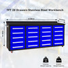 7ft Garage Storage Cabinets with Workbench (20 Drawers) Blue