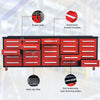 10ft Workbench with Storage Drawers (25 Drawers) Red