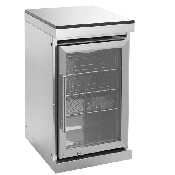 CheryLife 46-Inch 4-Burner 72000 BTU Deluxe Stainless Steel Gas Outdoor Kitchen Bar Barbecue Island Grill + Wine Cooler Compact Refrigerator + Rotisserie + Granite Countertops + Storage Cabinets & Drawers