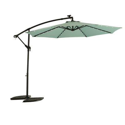 10ft Solar LED Offset Hanging Market Patio Umbrella( Light green )(No Base)
