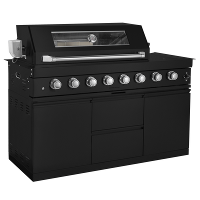 Cherylife 157-Inch 6-Burner 96,000 BTU Gas Grill Island – Outdoor Kitchen with Wine Cooler, Refrigerator, Rotisserie, Granite Countertops & Storage