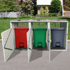 Garbage Bin Shed 3 Trash Cans, Metal Garbage Storage Bin, Grey