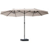 Outsunny Patio Umbrella 15' Steel Rectangular Outdoor Double Sided Market with base, Sun Protection & Easy Crank for Deck Pool Patio, Coffee