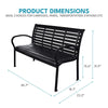 45.7" Patio Bench, Steel and WPC, Black