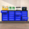 7ft Garage Storage Cabinets with Workbench (20 Drawers) Blue