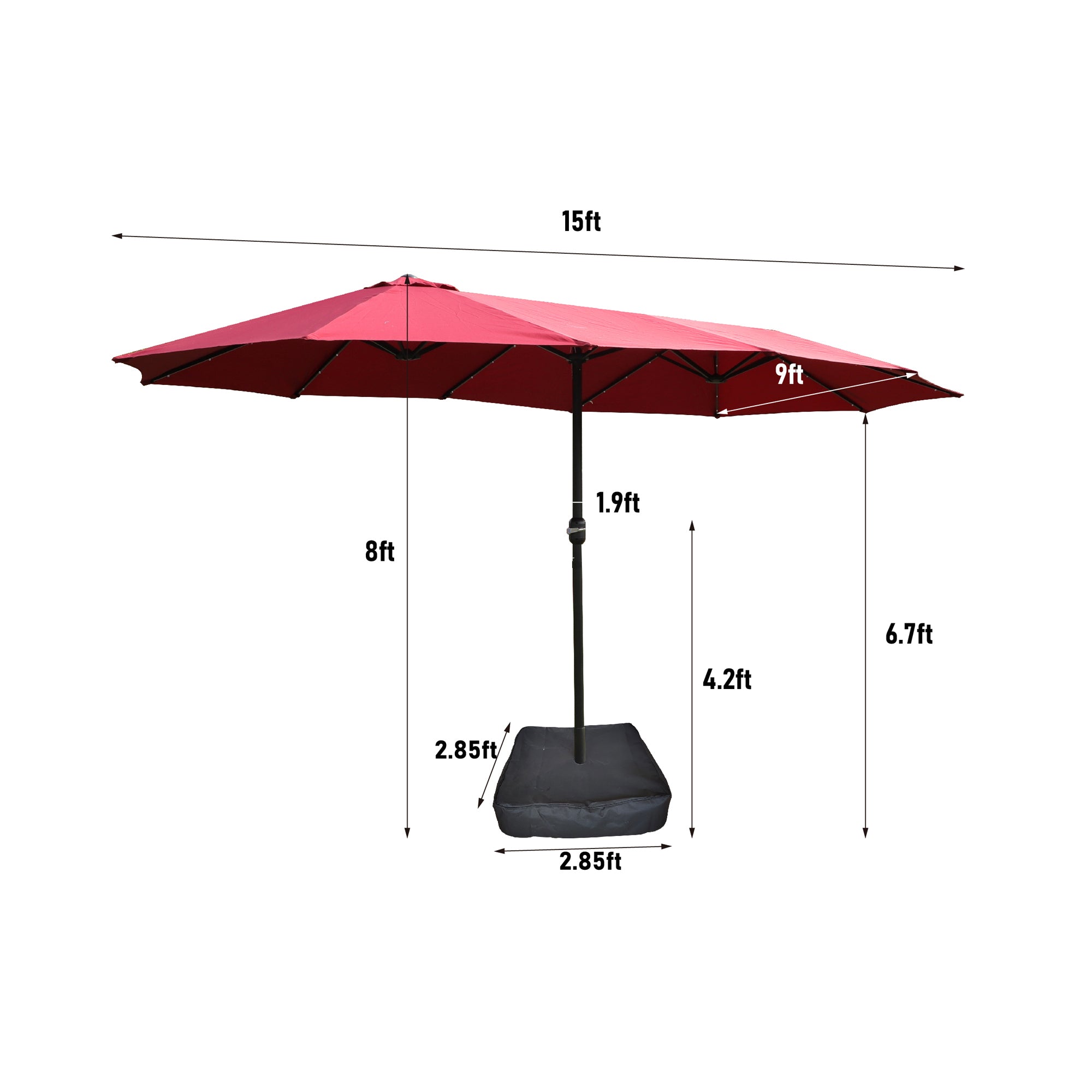 average size of patio umbrella 15x9ft Large Double-Sided Rectangular Outdoor Twin Patio Market Umbrel – CheryLife