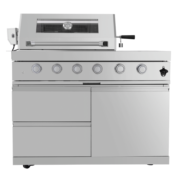 Cherylife 46-Inch 6-Burner 85,000 BTU Gas Grill Island – Stainless Steel Outdoor Kitchen with Rotisserie, Granite Countertops, Storage & ETL Certification
