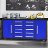 7ft Storage Cabinets with Workbench (10 Drawers & 2 Cabinets) Blue