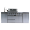 Cherylife S00043 NG 85-Inch 4-Burner 72,000 BTU Natural Gas Grill Island – Deluxe Outdoor Kitchen with Side Burner, Rotisserie, Granite Countertops, Sink/Faucet, Storage