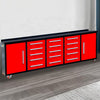 10ft Storage Cabinet with Work Bench (15 Drawers & 2 Cabinets) Red