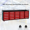 10ft Workbench with Storage Drawers (25 Drawers) Red