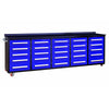 10ft Workbench with Storage Drawers (25 Drawers) Blue