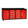 7ft Storage Cabinets with Workbench (10 Drawers & 2 Cabinets) Red