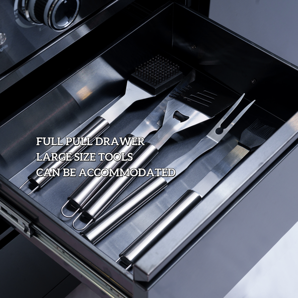 CheryLife 43-Inch 6-Burner 85000 BTU Deluxe Stainless Steel Gas Outdoor Kitchen Bar Barbecue Island Grill + Wine Cooler Compact Refrigerator + Rotisserie kit + Granite Countertops + Stainless steel Sink