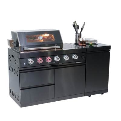 CheryLife 65-Inch 4-Burner Propane Gas Grill | 304 Marine Grade Stainless Steel Outdoor Kitchen Island BBQ w/ Side Burner & Rotisserie