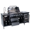 Cherylife S00006 NG 85-Inch 4-Burner 72,000 BTU Natural Gas Grill Island – Outdoor Kitchen with Refrigerator, Wine Cooler, Rotisserie, Granite Countertop & Sink