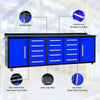 10ft Storage Cabinet with Work Bench (15 Drawers & 2 Cabinets) Blue