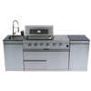 Cherylife S00043 NG 85-Inch 4-Burner 72,000 BTU Natural Gas Grill Island – Deluxe Outdoor Kitchen with Side Burner, Rotisserie, Granite Countertops, Sink/Faucet, Storage