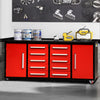 7ft Storage Cabinets with Workbench (10 Drawers & 2 Cabinets) Red