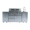 Cherylife NG 85-Inch 6-Burner 85,000 BTU Natural Gas Grill Island – Outdoor Kitchen with Rotisserie, Granite Countertops, Sink/Faucet & Storage