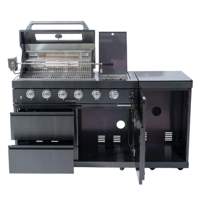 CheryLife 65-Inch 4-Burner Propane Gas Grill | 304 Marine Grade Stainless Steel Outdoor Kitchen Island BBQ w/ Side Burner & Rotisserie