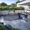 Cherylife 157-Inch 6-Burner 96,000 BTU Gas Grill Island – Outdoor Kitchen with Wine Cooler, Refrigerator, Rotisserie, Granite Countertops & Storage