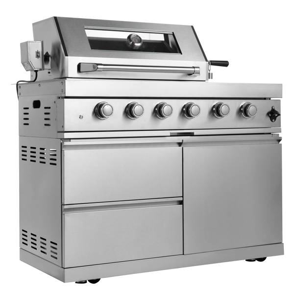 Cherylife 46-Inch 6-Burner 85,000 BTU Gas Grill Island – Stainless Steel Outdoor Kitchen with Rotisserie, Granite Countertops, Storage & ETL Certification