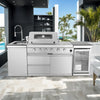 Cherylife 46-Inch 6-Burner 85,000 BTU Gas Grill Island – Stainless Steel Outdoor Kitchen with Rotisserie, Granite Countertops, Storage & ETL Certification