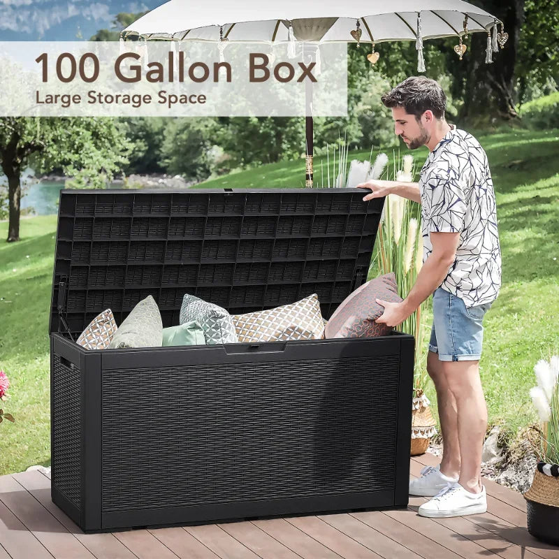 100 Gallon Outdoor Storage Deck Box Resin - Cherylife.