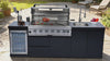 Cherylife NG 96-Inch 6-Burner 72,000 BTU Natural Gas Grill Island – Outdoor Kitchen with Wine Cooler, Refrigerator, Rotisserie, Stainless Steel Countertop & Storage