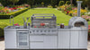 CheryLife 128-Inch Outdoor Kitchen Island - 120K BTU Gas BBQ Grill + Pizza Oven + Wine Cooler & Fridge - Stainless Steel
